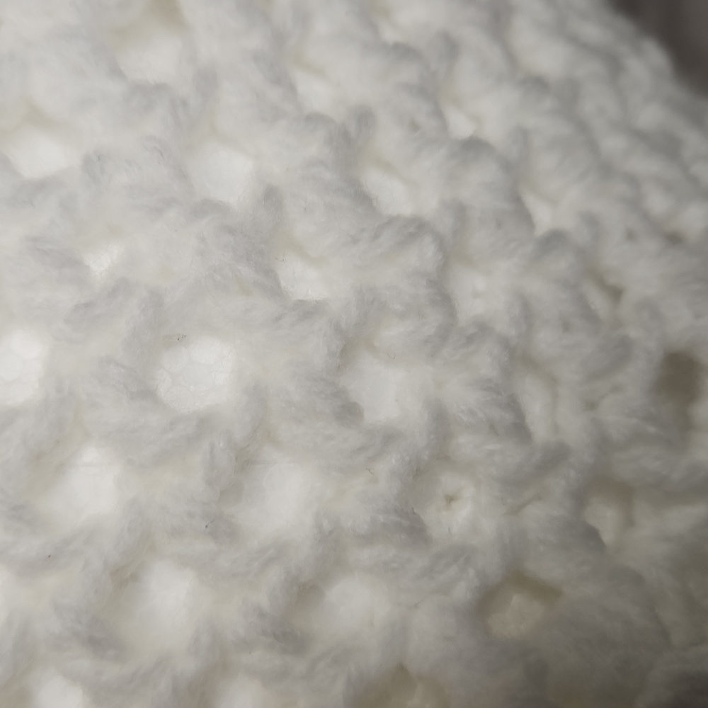 Handmade White Crochet Ruffle Hat - Picture 5 of 5